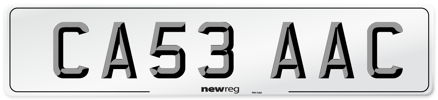 CA53 AAC Number Plate from New Reg